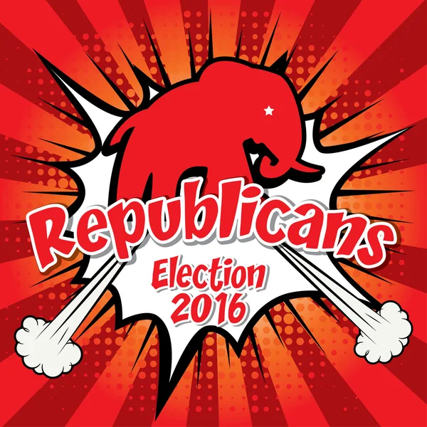 Arte pop Republicanos americanos Elefante — Vector de stock