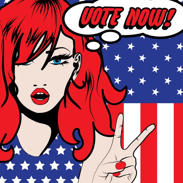 Pop Art Mulher VOTE AGORA ! — Vetor de Stock