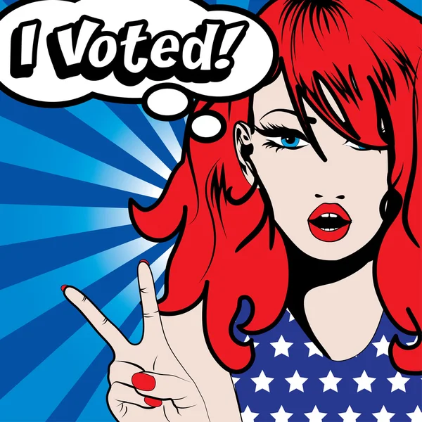 我投了赞成票的波普艺术女人! — 图库矢量图片