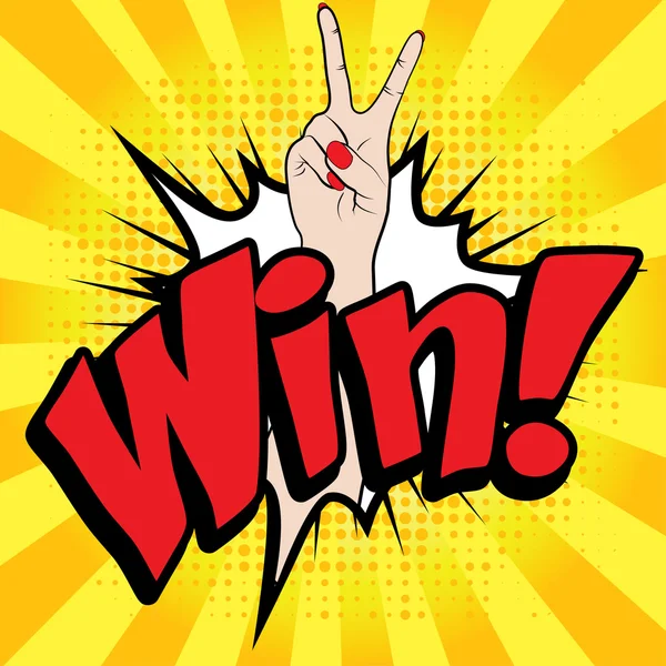 Popart strips pictogram "Win!". — Stockvector