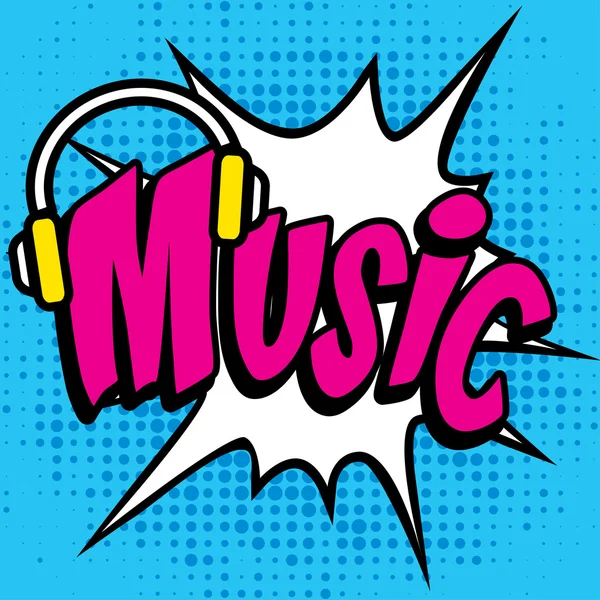 Pop Art Comics Ikone "Musik!". — Stockvektor