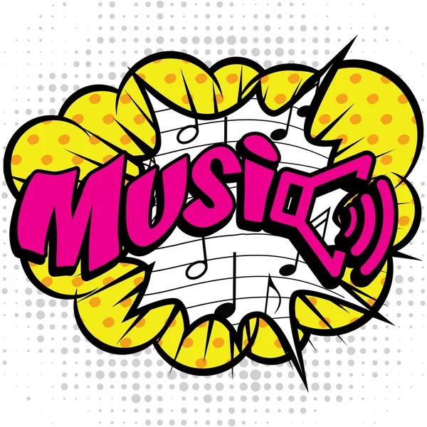 Pop Art Comics Ikone "Musik!". — Stockvektor