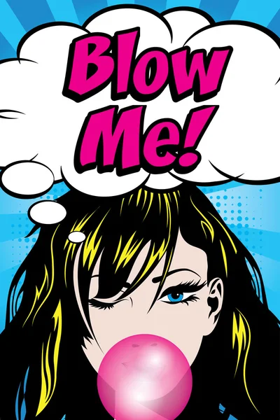 Woman with Gum - BLOW ME! — Stock Vector
