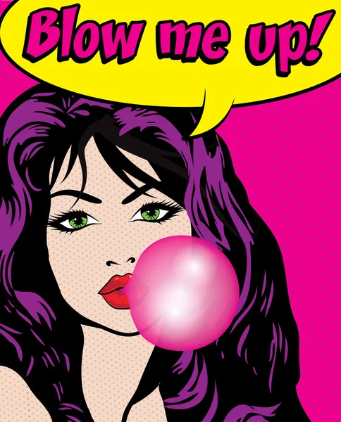 Mujer - BLOW ME UP ! — Vector de stock