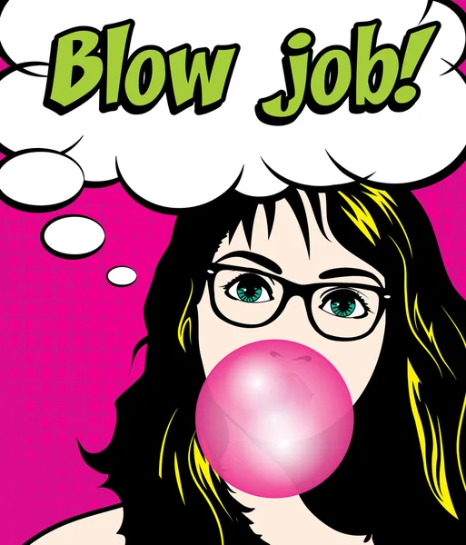 Woman with Gum - BLOW JOB! — Stock Vector