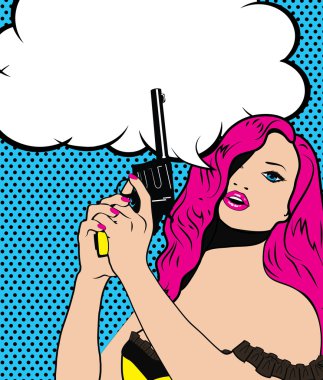 Pop Art kadın tabancayla 