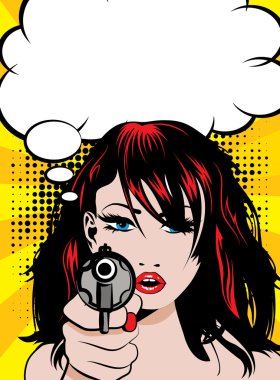 Pop Art kadın tabancayla 