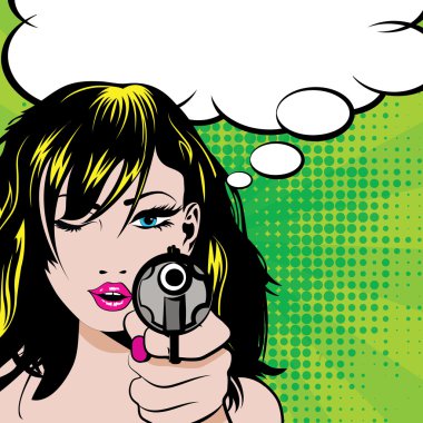 Pop Art kadın tabancayla 
