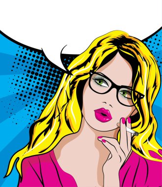 Pop Art kadın sigara ile.