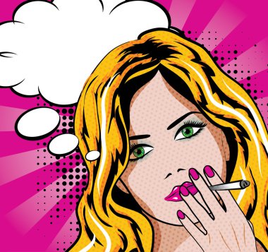 Pop Art kadın sigara ile.