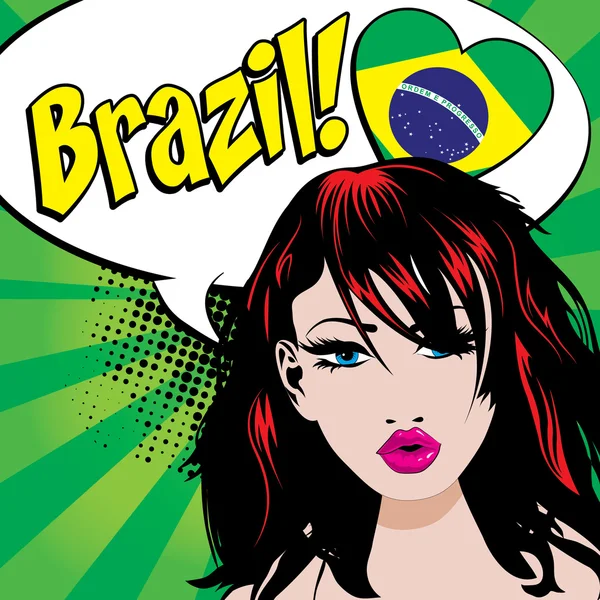 Brazília Pop Art nő — Stock Vector