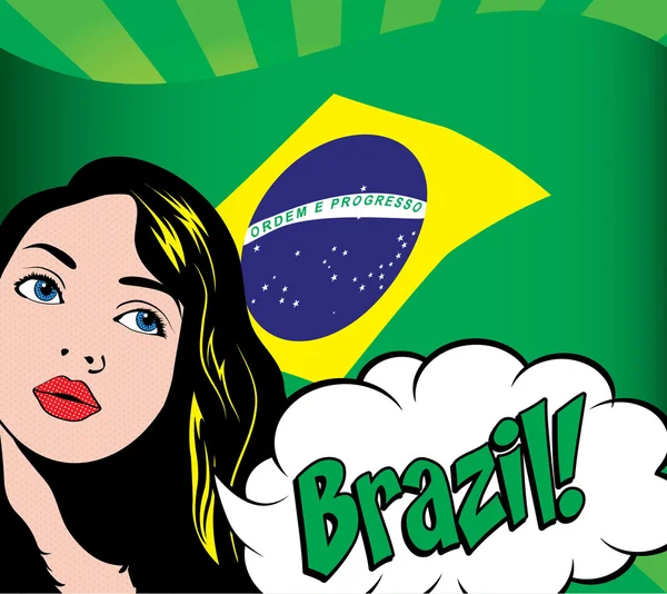 Brasile Pop Art Donna — Vettoriale Stock