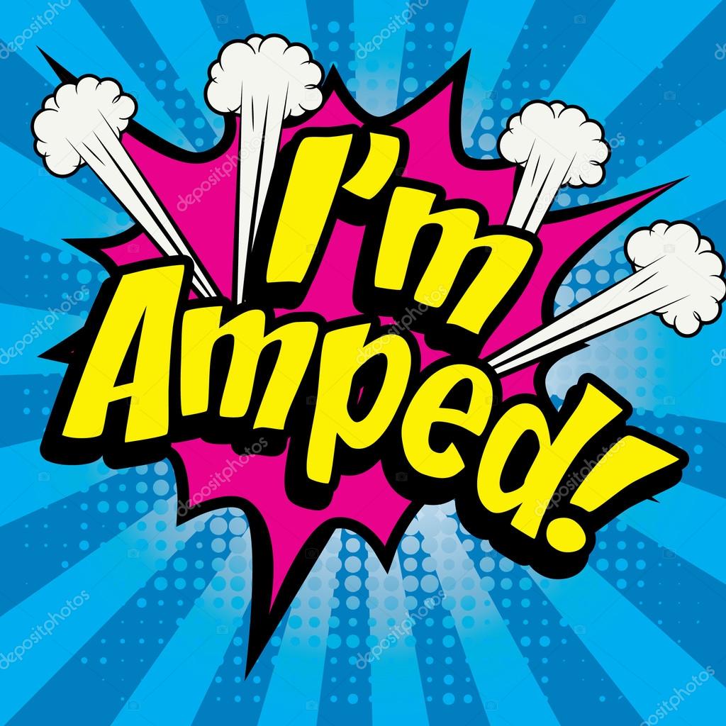 I am amped retro comic lettering
