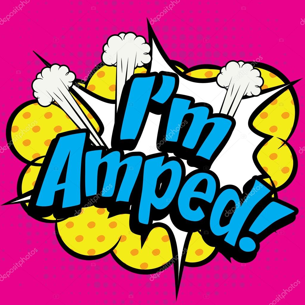 I am amped retro comic lettering