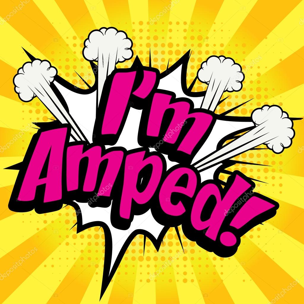 I am amped retro comic lettering
