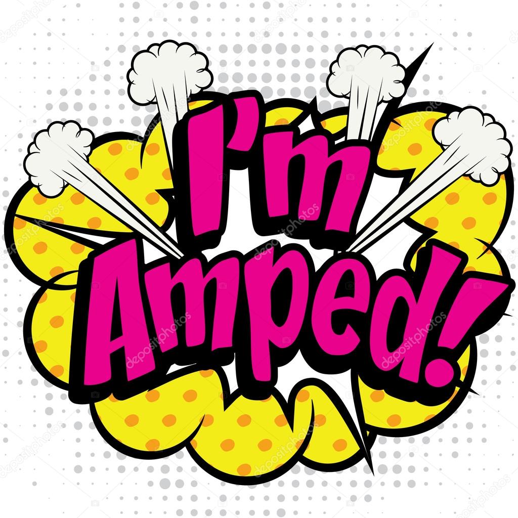 I am amped retro comic lettering