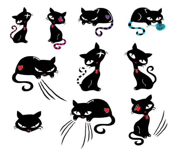 Illustrazione vettoriale dei gatti neri — Vettoriale Stock