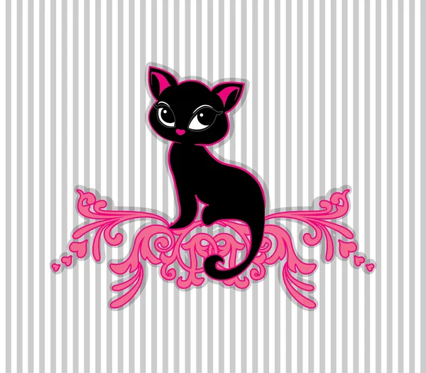 Black Cat Vector Illustration — Stock Vector