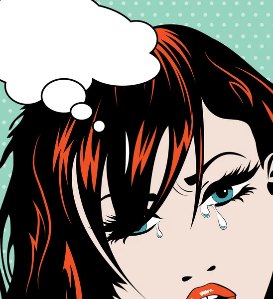 Pop art pleurer fille — Image vectorielle