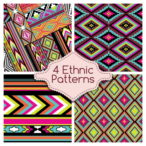 Four Ethnic Tribes Patterns Ornament — Stock Vector