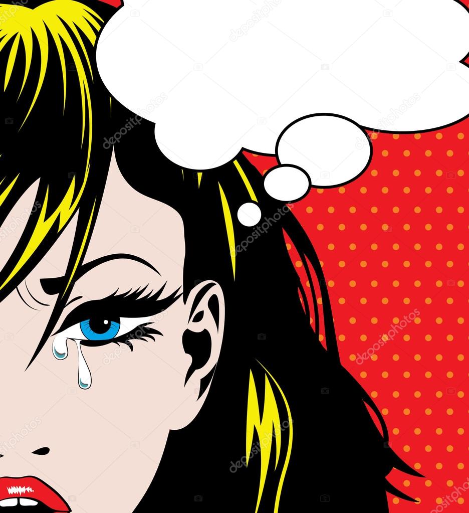 pop art crying girl