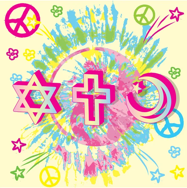 Béke vallási szimbólumok — Stock Vector