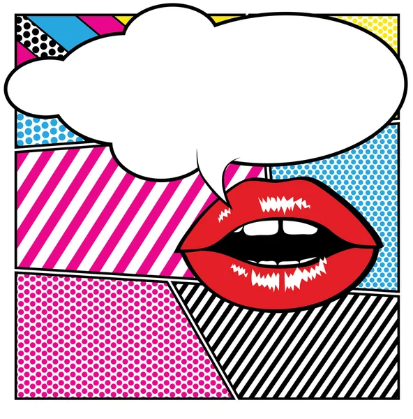 Pop art lips - bubble — Stock Vector