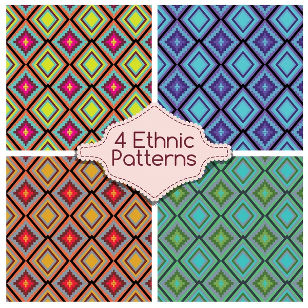Vier ethnische Stämme Muster Ornament — Stockvektor
