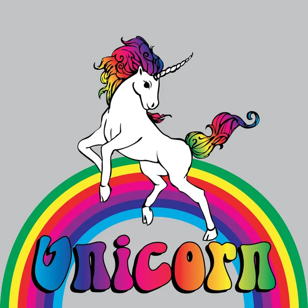 Unicorn Power avec une illustration vectorielle arc-en-ciel . — Image vectorielle