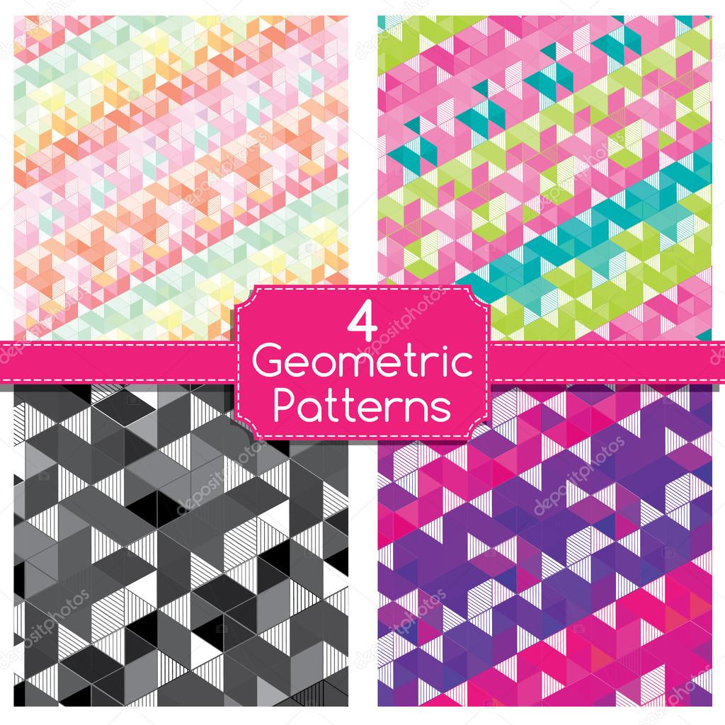 Four Abstract Geometric Patterns.