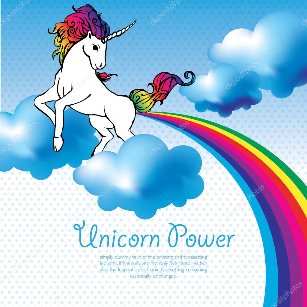Unicorn Power avec une illustration vectorielle arcenciel . Vecteur