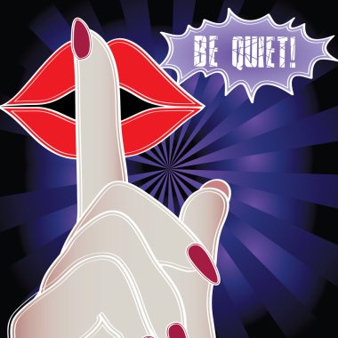 Be Quiet Pop Art sign. clipart