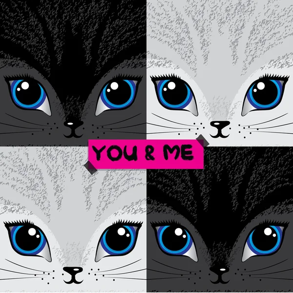 Dig og mig. Meow - skitsekoncept – Stock-vektor
