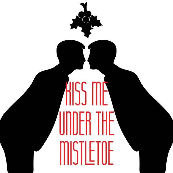 Kiss Me Under The Mistletoe. Christmas mistletoe. — Stock Vector