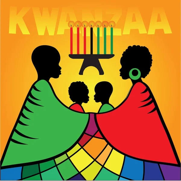 Kwanzaa. Biglietto di auguri decorativo kwanza felice . — Vettoriale Stock