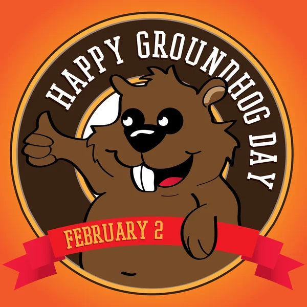 Bonito Groundhog saindo de um buraco. — Vetor de Stock
