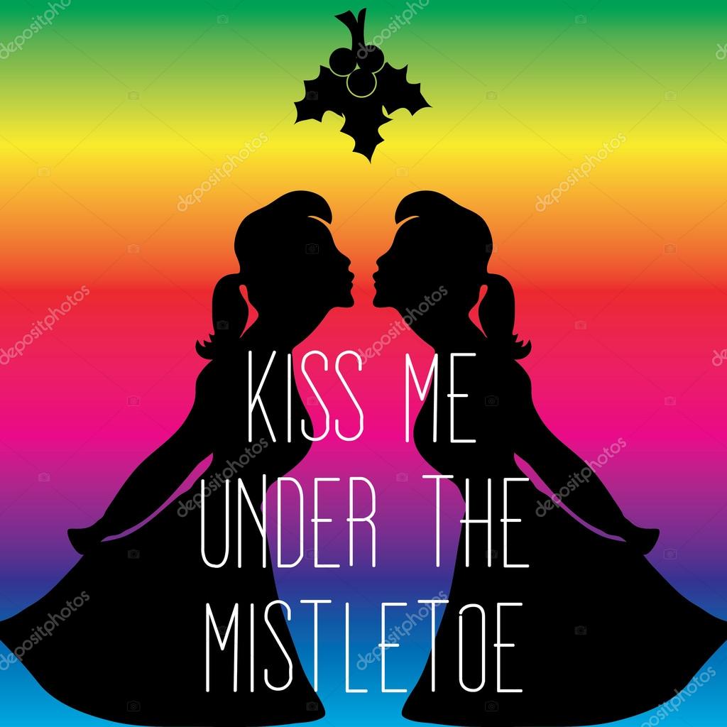 Kiss Me Under The Mistletoe. Christmas mistletoe. — Stock Vector © Gal_Amar #91383316