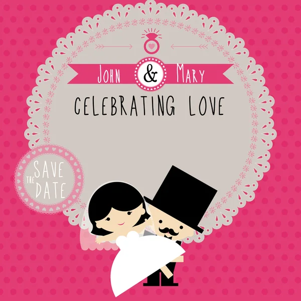 Couple de mariage Carte de dessin animé — Image vectorielle