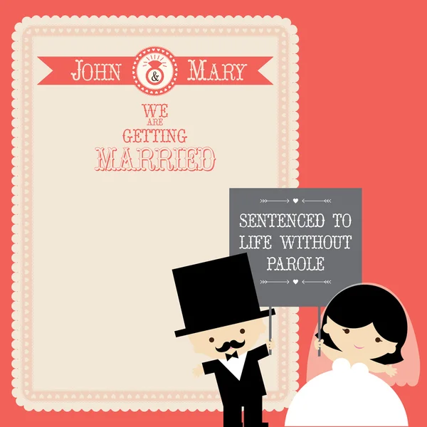 Casamento casal cartão dos desenhos animados — Vetor de Stock