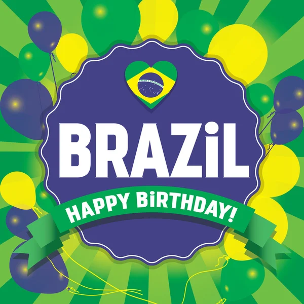 Feliz Aniversário Brasil - Feliz Dia da Independência —  Vetores de Stock