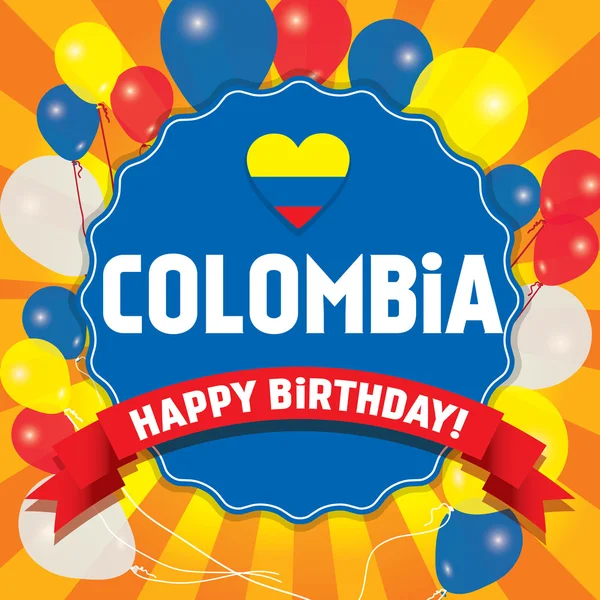 Feliz Aniversário Colômbia - Feliz Dia da Independência —  Vetores de Stock
