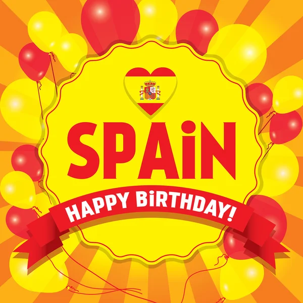 Feliz Aniversário Espanha - Feliz Dia da Independência — Vetor de Stock