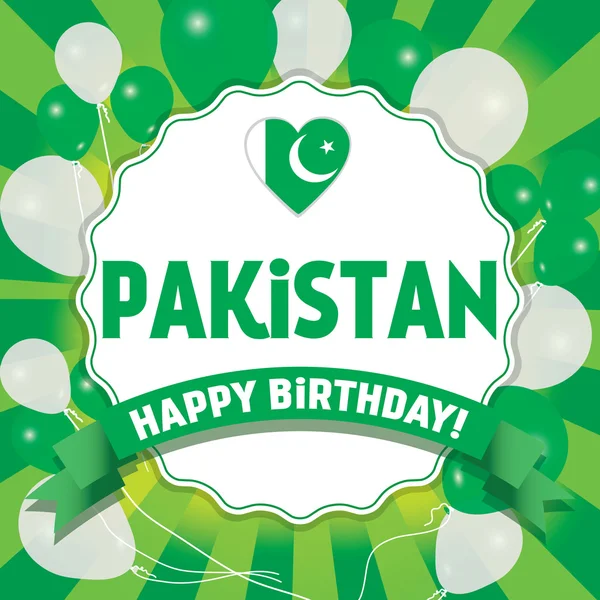 Feliz cumpleaños Pakistán - Feliz Día de la Independencia — Vector de stock