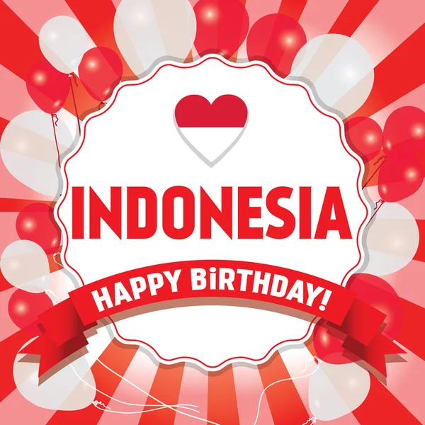 生日快乐印度尼西亚-独立纪念日快乐 — 图库矢量图片