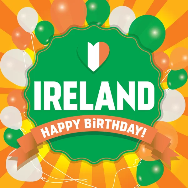 Happy Birthday Ierland - gelukkige dag van de onafhankelijkheid — Stockvector