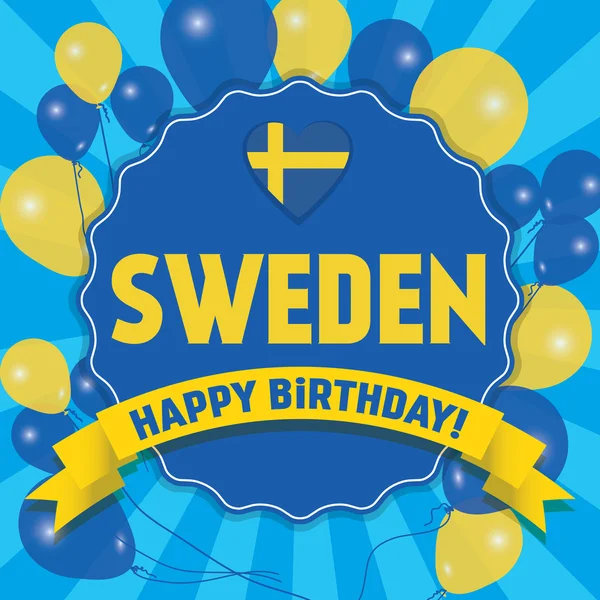 Selamat Ulang Tahun Swedia - Selamat Hari Kemerdekaan - Stok Vektor