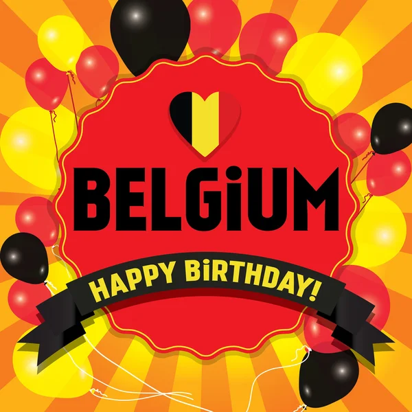 Feliz cumpleaños Bélgica - Feliz Día de la Independencia — Vector de stock