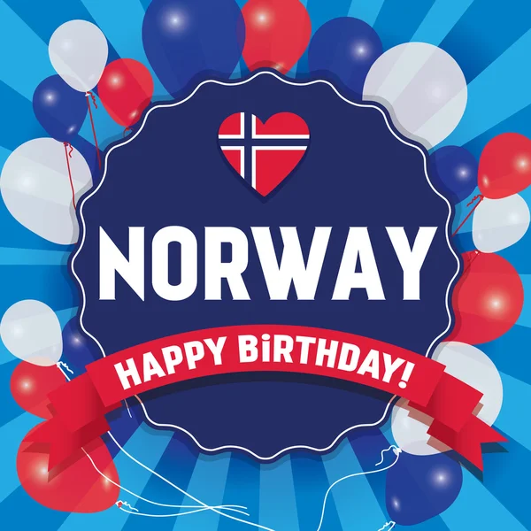 Feliz cumpleaños Noruega - Feliz Día de la Independencia — Vector de stock