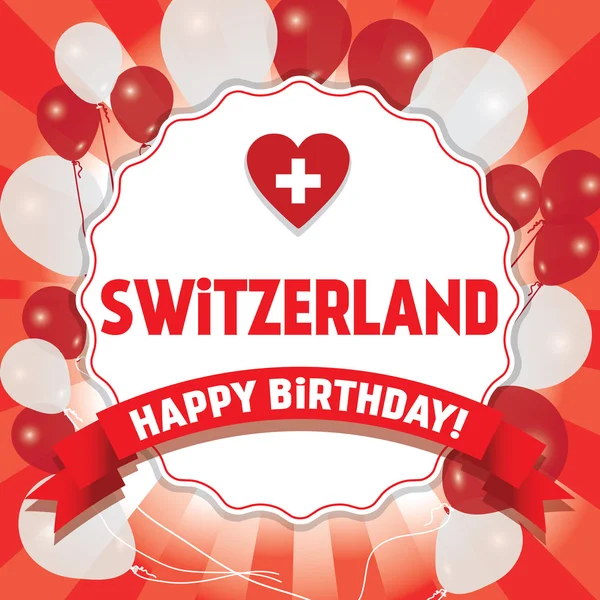 Feliz Aniversário Suíça - Feliz Dia da Independência —  Vetores de Stock