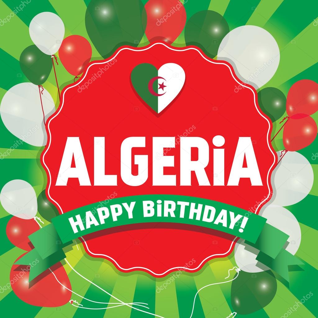 Happy Birthday Algeria Happy Independence Day Stock Vector C Gal Amar